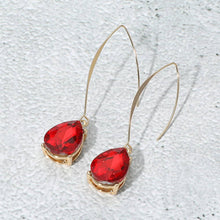 Fuchsia Teardrop Stone Cluster Long Drop Earrings