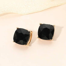 Gold White Square Cushion Stud Earrings