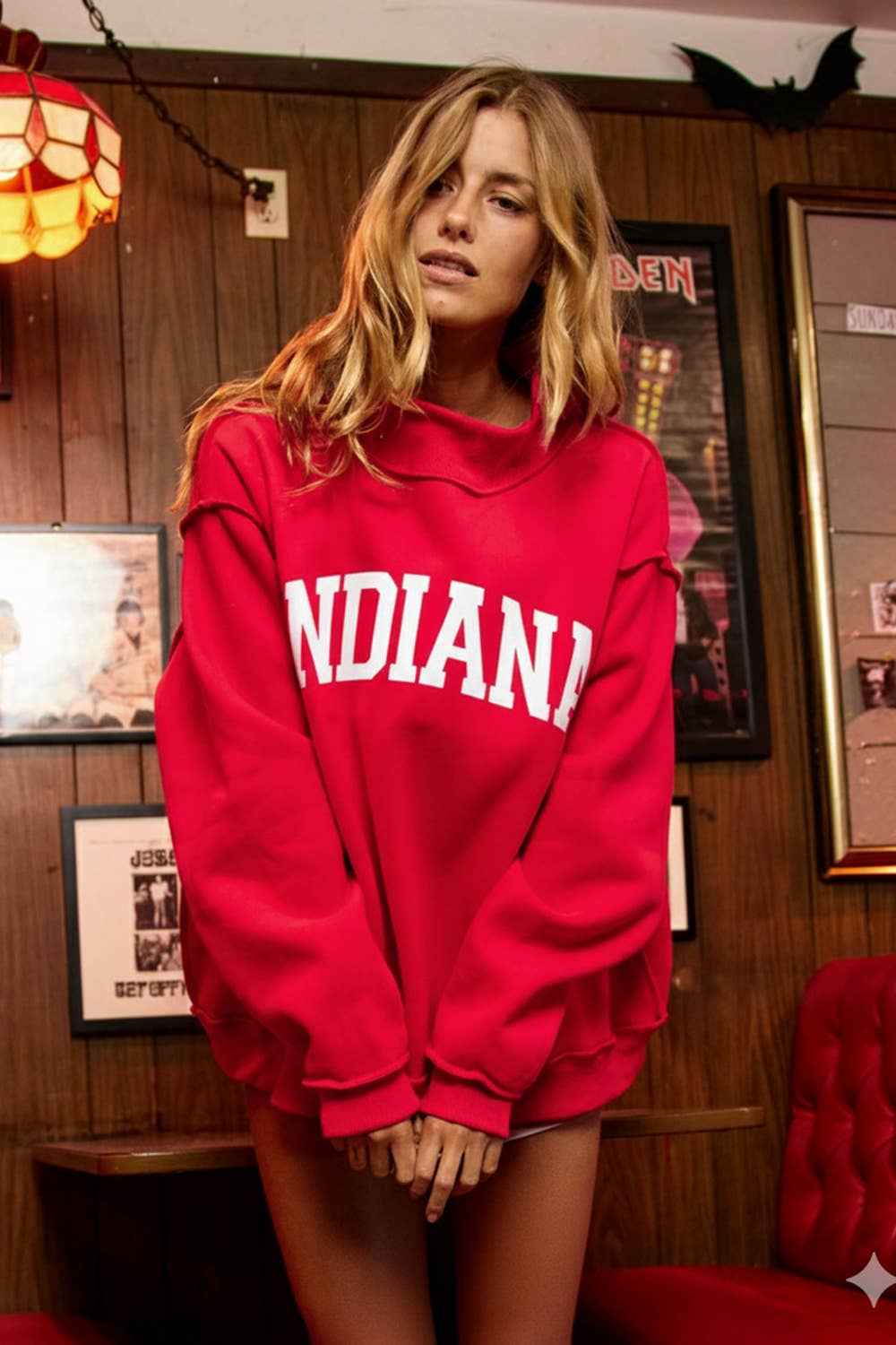 Crimson 'INDIANA&IN' Reversible Mockneck Sweashirts