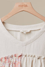 Ivory Multi Vintage Patchwork Ruffle Hem Mello Top