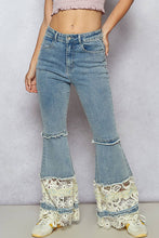 Denim Lace see through patch flared POL Pants