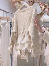 Beige Retro Hollow Out Crew Neck Knit Top