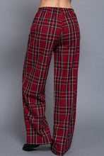 Wine Navy Wide Leg Plaid Woven Pants