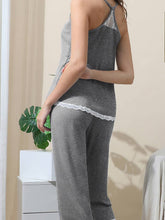Heather Grey Racerback Lace Top and Capri Pajama Set