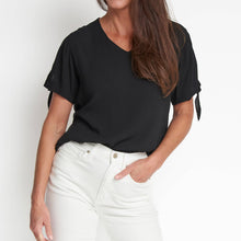 Jet Nika Crepe Tied Short Sleeve V-Neck Blouse