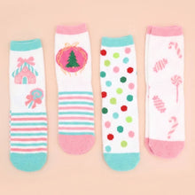 Multi Pastel Christmas Cozy Socks