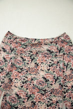 Brown Retro Floral Print Mesh Mock Neck Top
