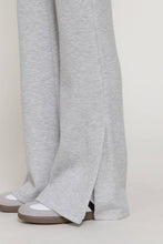Heather Grey Flare Soft Modal Scuba Pants with Waistband & Bottom Slits