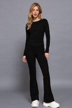 Black Semi Flare Brushed Knit Long Pants