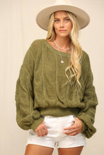 Terra Moss Pullover With Exaggerated Ruching Sleeves