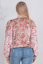 Taupe Long sleeve padded velvet bomber jacket