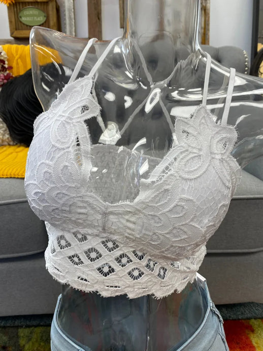 White Crochet Lace Bralette 2/7/25 9576