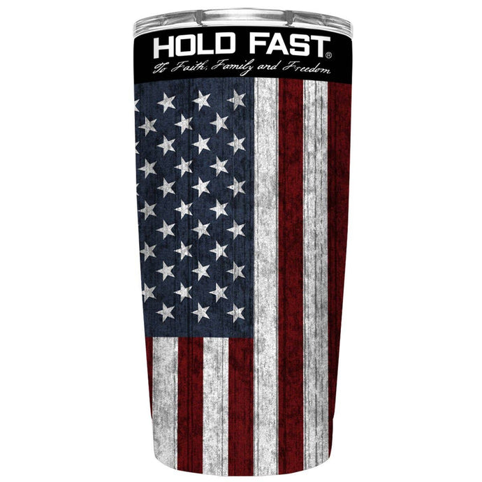 HOLD FAST Flag 20 oz Stainless Steel Tumbler: Red/White/Blue