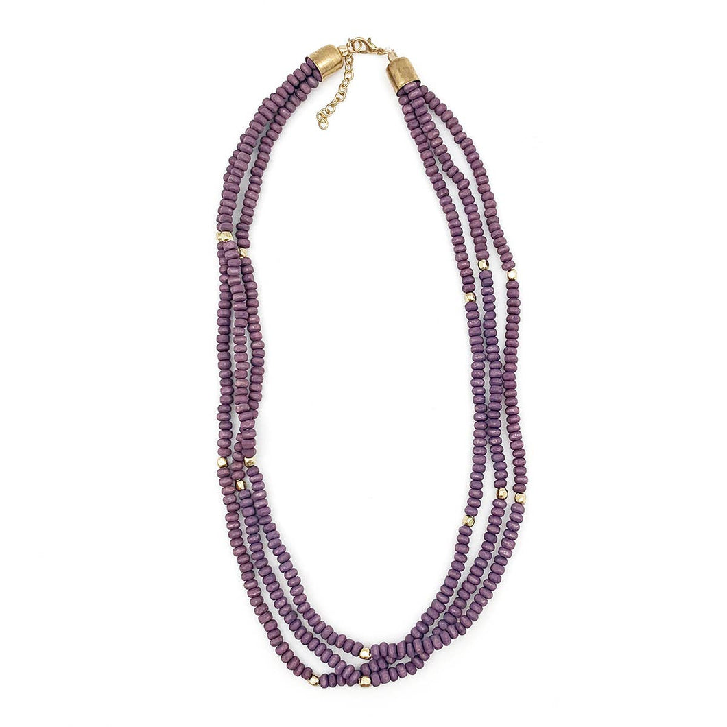 Sachi Chromatic Hues - Purple Short Multi-Strand Necklace