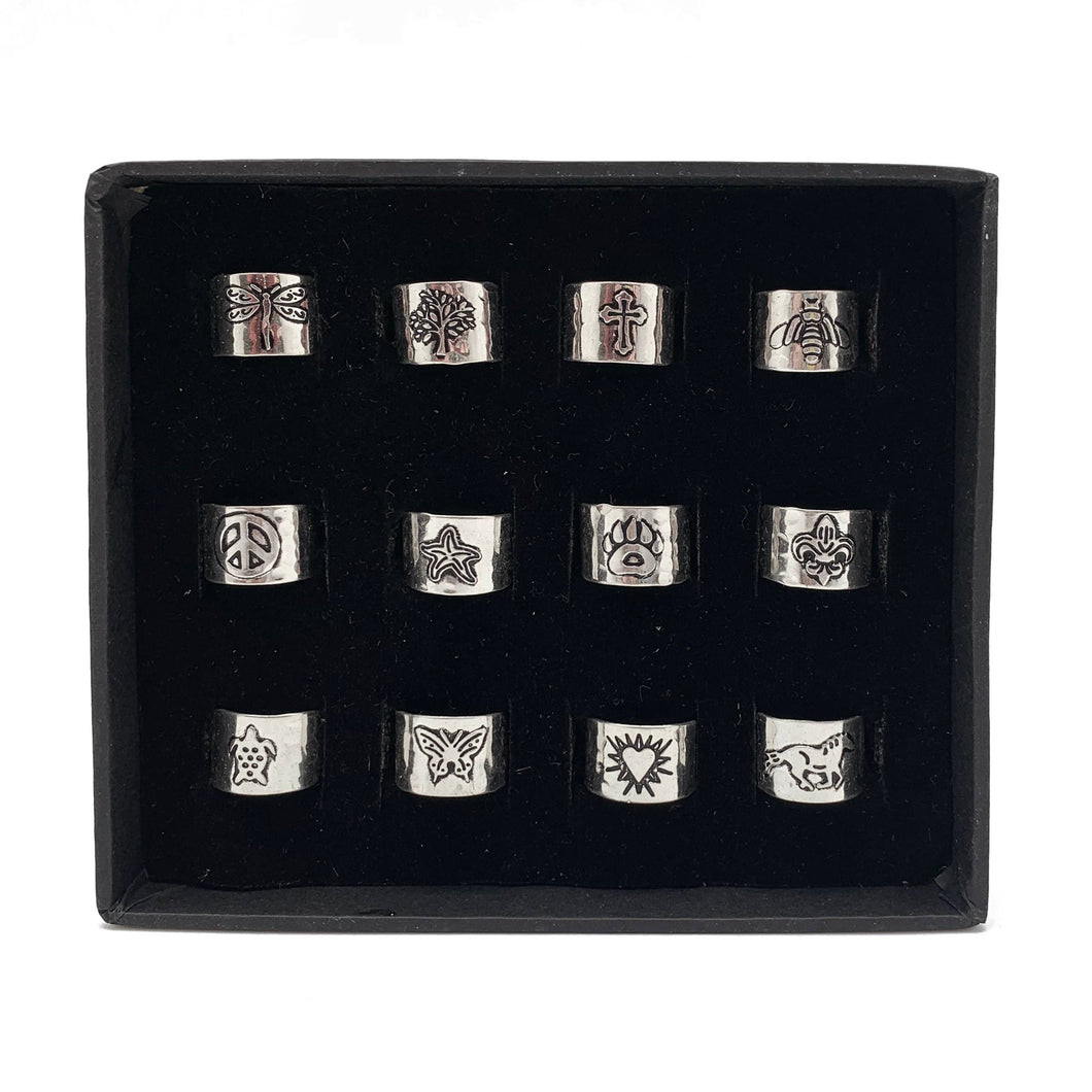 Box of 12 Silver-Plated Cuff Rings