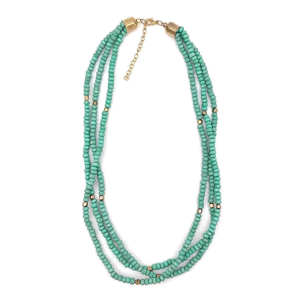 Sachi Chromatic Hues - Sea Green Short Multi-Strand Necklace