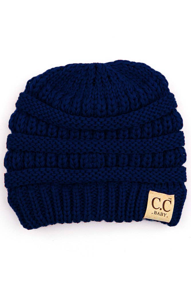Navy C.C Baby Solid Color Knit Beanie