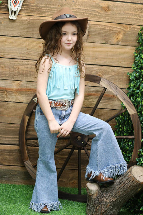 Bleached Distressed Denim Bootcut Pants