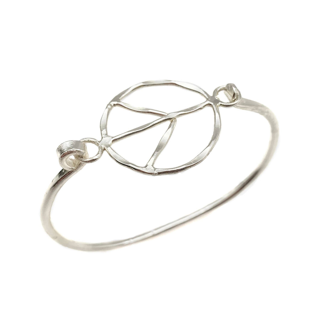 Silver Plated Bangle - Peace Sign