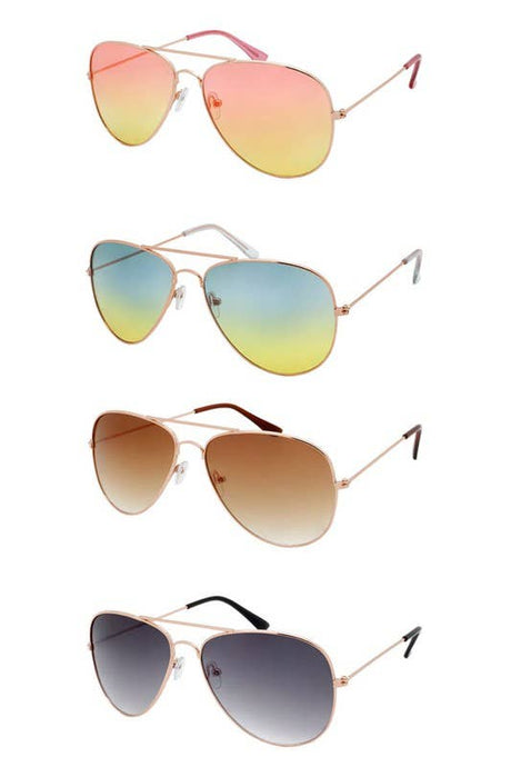 Gold Fashion Aviator Sunglasses