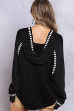 Black Long Sleeve Hoodie Knit POL Top 2/14/23 5582