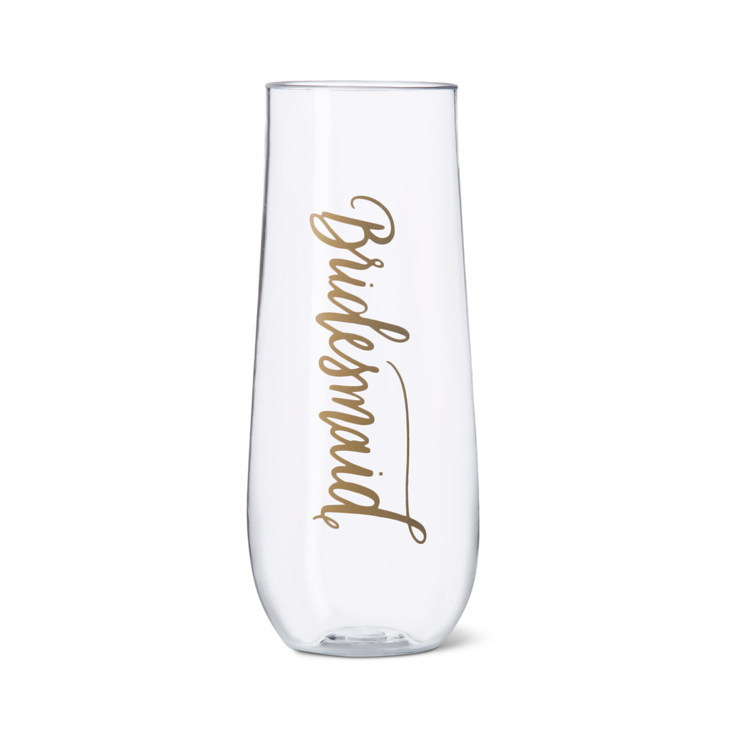 11 oz. Bridesmaid Durable Plastic Stemless Champagne Glass