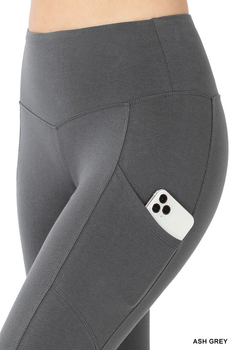 Ash Grey Cotton Wide Waistband Pocket Zenana Leggings 7/20/23 5317