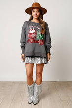 Charcoal Cheers Hot Cocoa Sequin Sweatshirt 10/4/23 7158