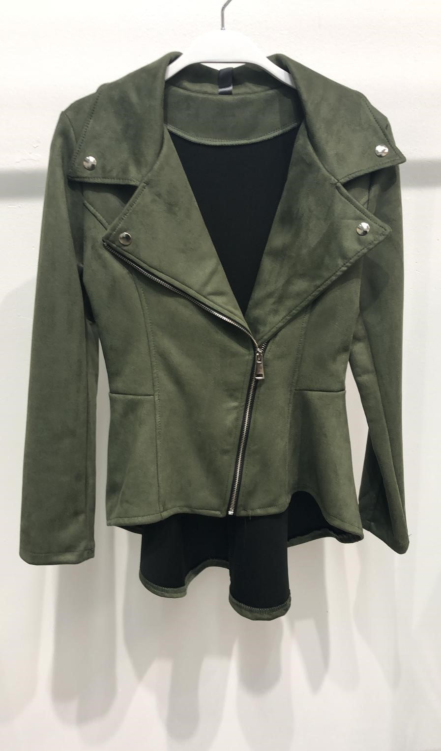 Army Green Suede Hi Lo Asym Zipper Venti 6 Jacket 12/13/22 3924