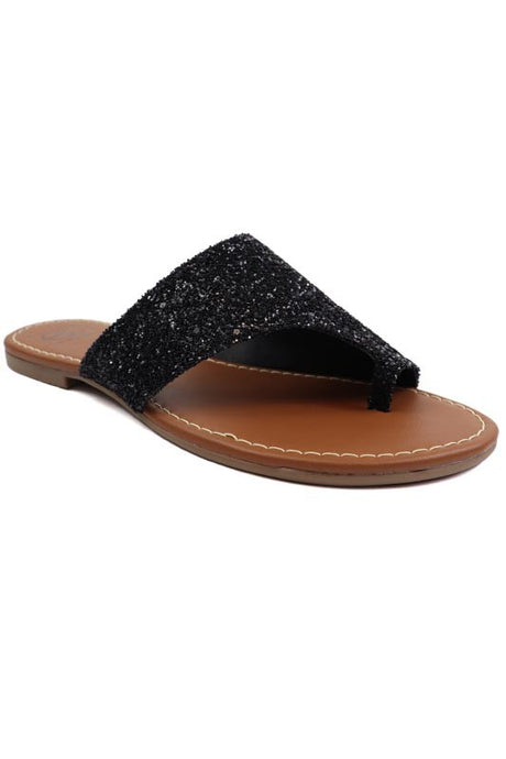 Black Glitter Handmade Toe Ring Miami Sandal 1/17/23 5300