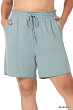 Blue Grey Drawstring Paperbag Zenana Shorts 2/14/23 5587