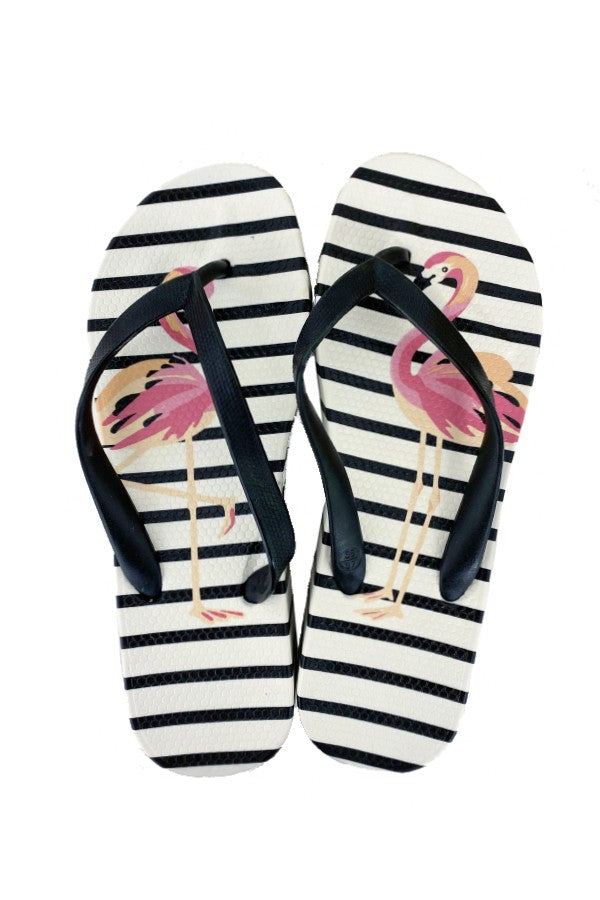 Black Flamingo Striped Flip Flops 3/8/23 5760