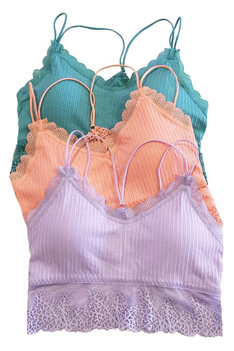 Teal Soft Ribbed Lace Bralettes 6/18/25 1145