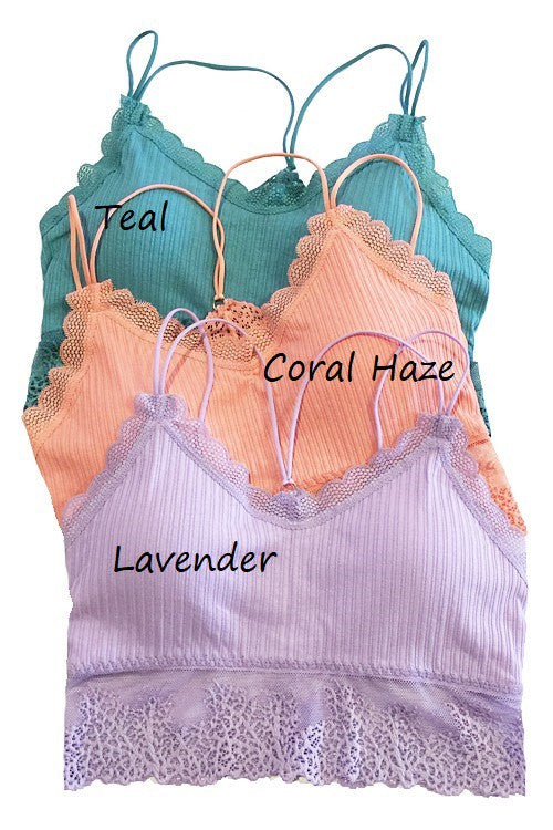 Coral Haze Soft Ribbed Lace Bralettes 6/18/25 1143