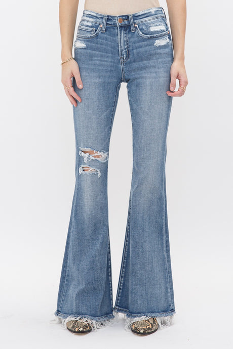 Vesper Mid Rise Super Flare Mica Denim Jeans 1/17/23 5299