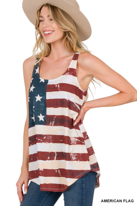 American Flag Sleeveless Zenana Top 6/19/23 2486