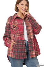 Burgundy Jacquard Oversize Plaid Zenana Shacket 7/18/23 4363