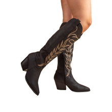 Black Embroidered Tall Western Cowboy Boots 3/15/23 5784