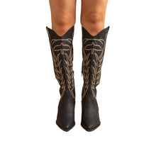 Black Embroidered Tall Western Cowboy Boots 3/15/23 5784