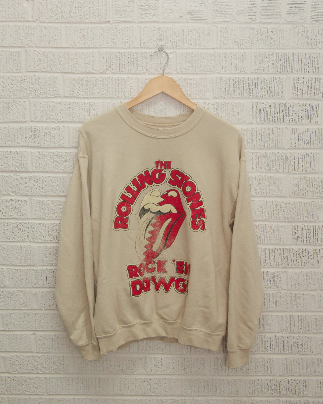 Rolling Stones Rock 'Em Dawgs Sand Thrifted Sweatshirt