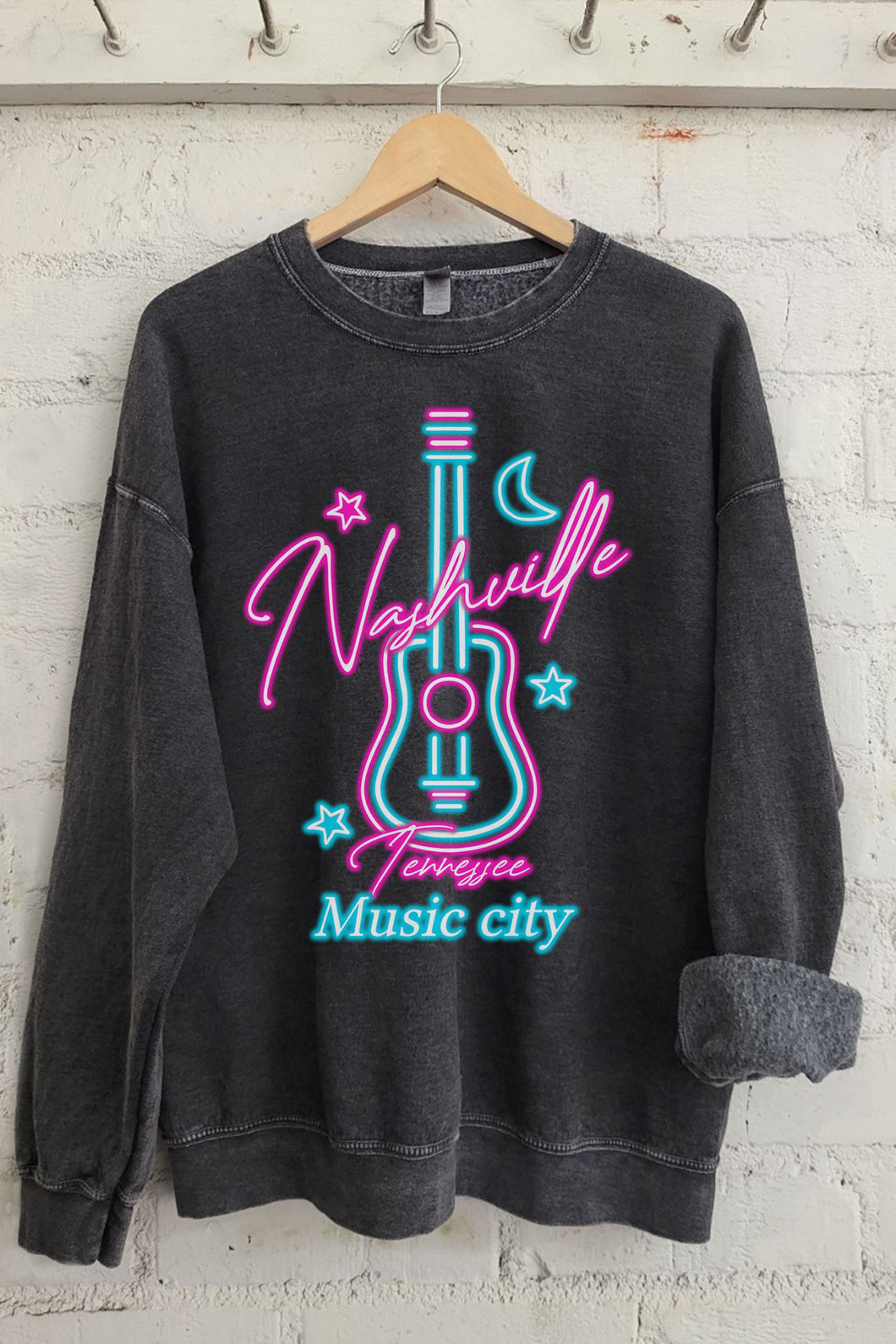Black Neon Nashville Music City Rustee Sweatshirt 4/4/23 5901