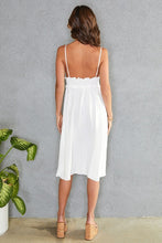 White Shirred V Neck Spaghetti Strap Flowy Venti Dress 2/10/23 5550
