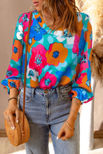 Multicolor Floral V Neck 3/4th Sleeve S Blouse 5/24/23 5882
