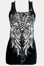 Black Deep V Laced Neck Angel Wing Bus Stop Tank Top 4/4/23 5910