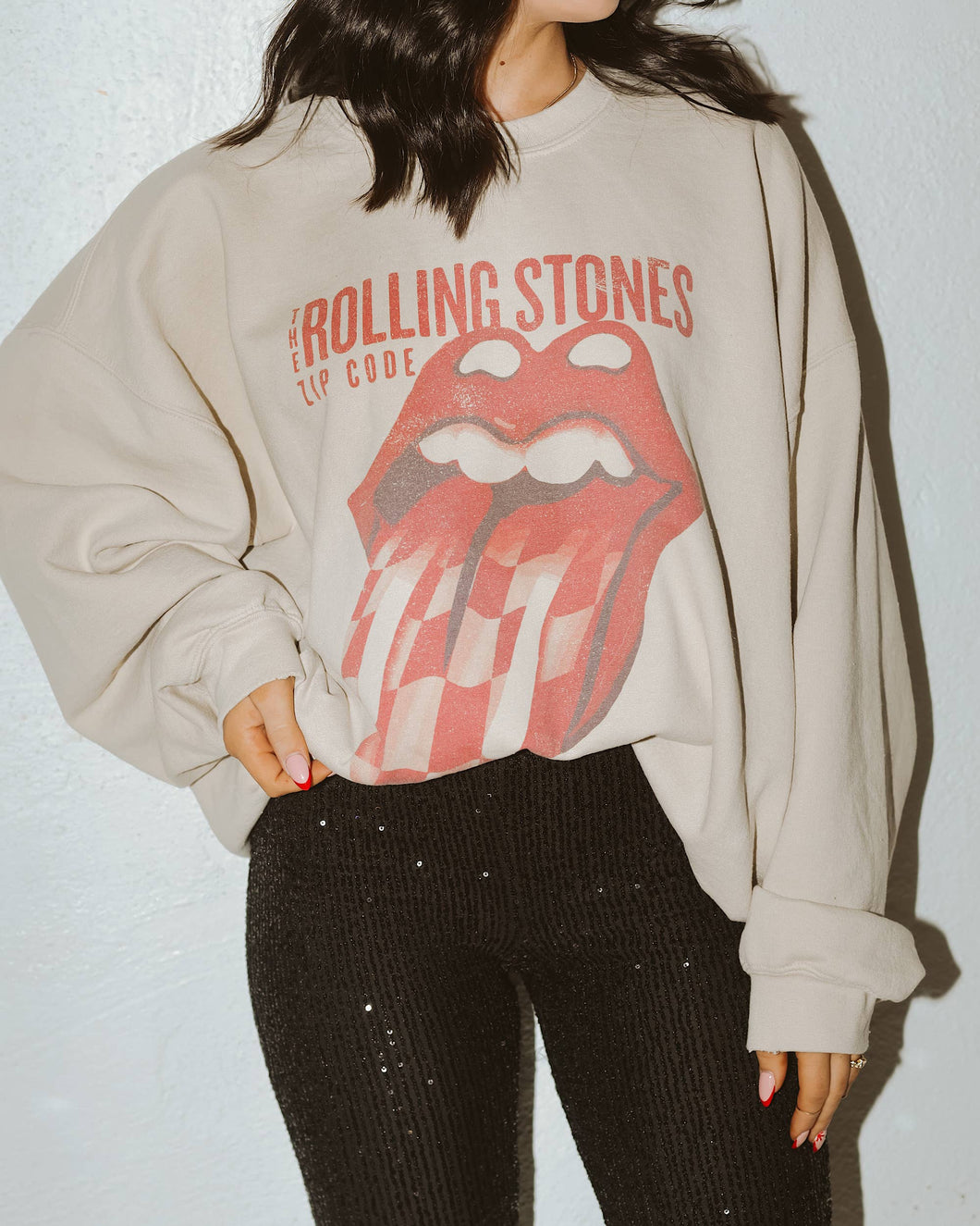 Rolling Stones Zip Code Sand Thrifted Sweatshirt