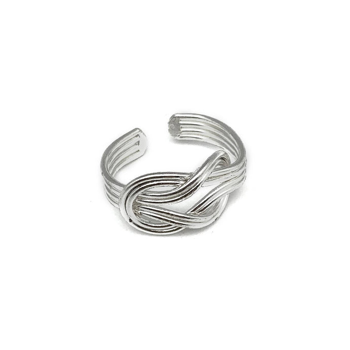 Silver Plated Adjustable Ring - Double Knot