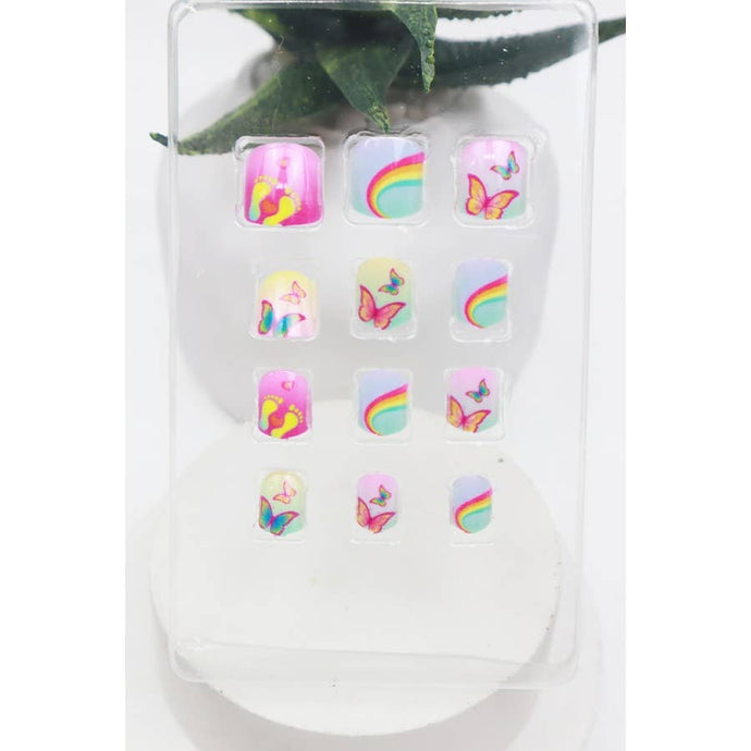 Rainbow Butterfly Press On Nail Set