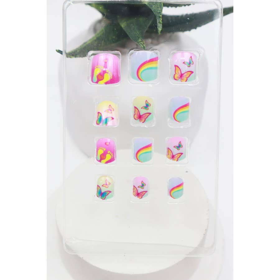 Rainbow Butterfly Press On Nail Set