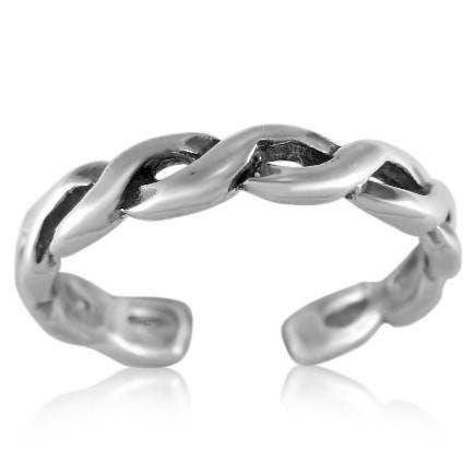 Modern Twist Braid Sterling Silver Toe Ring