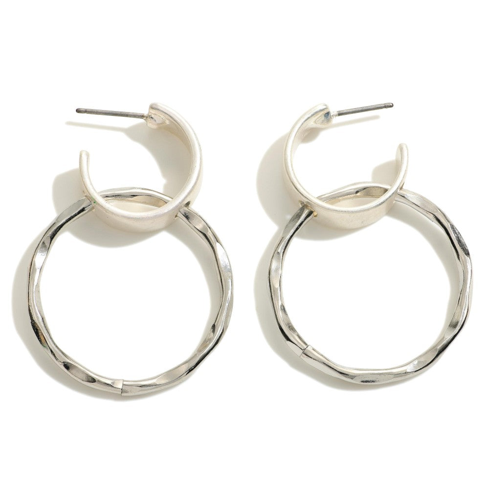 Gold Hammered Hoop Accented Huggie Hoop Judson Earrings 7/25/22 3618